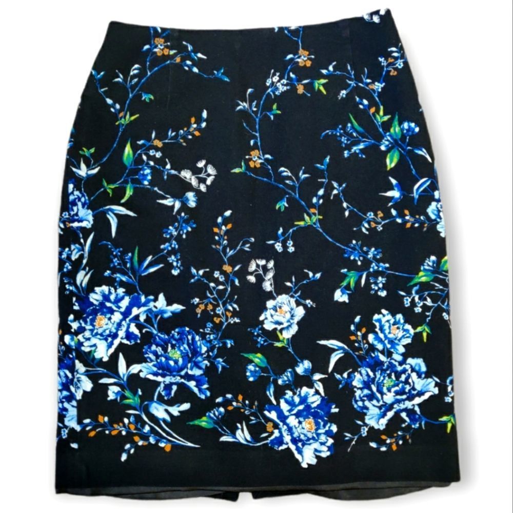 🔥 WHBM WHITE HOUSE BLACK MARKET CLASSIC PENCIL FLORAL SKIRT SIZE 6